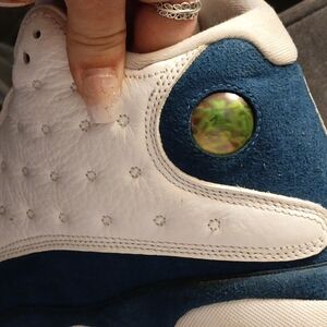 White and Blue Sneakers with Holographic Detail